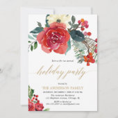 Kerst waterverf Bloemenfeest Elegant Kaart (Voorkant)