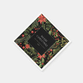 Kerst Waterverf Bloemengroen Familie Papier Servet (Hoek)