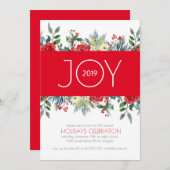 Kerst waterverf bloemenrand feestdagenkaart (Voorkant / Achterkant)