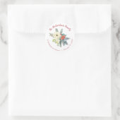 Kerst waterverf bloemenretouradreslabels ronde sticker (Tas)
