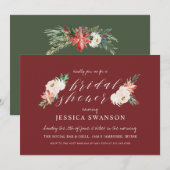 Kerst Waterverf Bloemige Winter Bruiloft Feest Kaart (Voorkant / Achterkant)