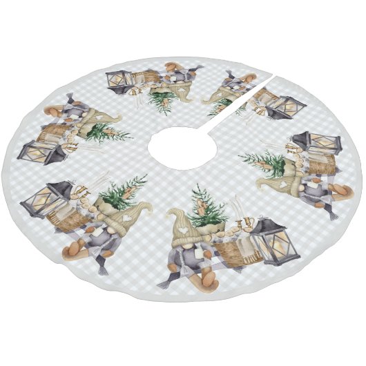 Kerst Waterverf Boho Gnomen Kerstboom Rok (Gekanteld)