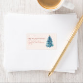 Kerst Waterverf Boom Vrolijk Kerstmis Adres Etiket (Insitu)