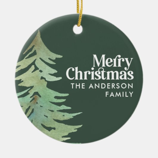 Kerst waterverf bos keramisch ornament (Voorkant)