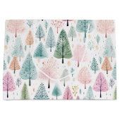 Kerst Waterverf Bospatroon Groot Cadeauzakje (Voorkant)