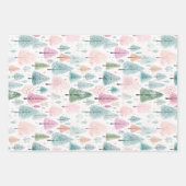 Kerst Waterverf Bospatroon Inpakpapier Vel (Voorkant 2)