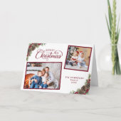 Kerst Waterverf Botanical 2 foto Elegant Feestdagen Kaart (Voorkant)