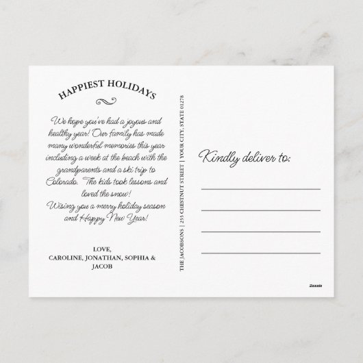 Kerst Waterverf Botanicals Fotocollage Feestdagenkaart (Achterkant)