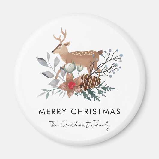 Kerst Waterverf Botanische Kerstsouvenir Magneet (Voorkant)