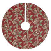 Kerst Waterverf Botanische Patroon Rood Groen Kerstboom Rok (Voorkant)