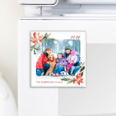 Kerst Waterverf Botanische Poinsettia Foto Magneet