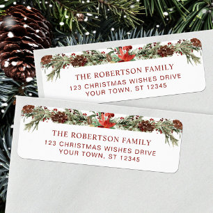 Kerst Waterverf Botanische retour adres Etiket
