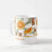 Kerst Waterverf Citrus Sinaasappels gepersonalisee Koffiemok (Voorkant links)