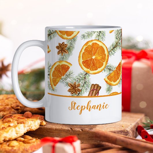 Kerst Waterverf Citrus Sinaasappels gepersonalisee Koffiemok