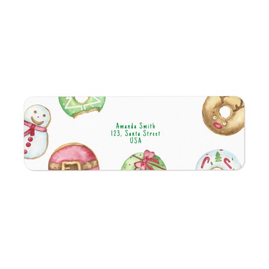 Kerst waterverf donuts koekjes etiket (Voorkant)