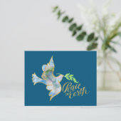 Kerst waterverf duif goud vrede op aarde feestdagenkaart (Staand voorkant)