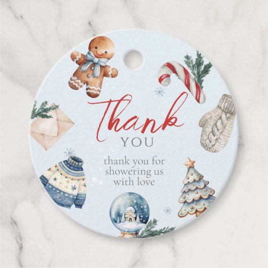 Kerst Waterverf Eerste Verjaardag Feest Bedankjes Labels (Voorkant)