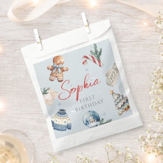 Kerst Waterverf Eerste Verjaardag Feest Bedankzakje (Geknipt)