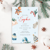 Kerst Waterverf Eerste Verjaardag Feest Kaart