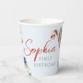 Kerst Waterverf Eerste Verjaardag Feest Papieren Bekers (Links)