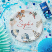 Kerst Waterverf Eerste Verjaardag Feest Papieren Bordje (Feest)