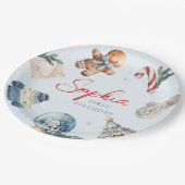 Kerst Waterverf Eerste Verjaardag Feest Papieren Bordje (Gekanteld)