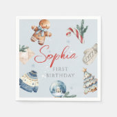 Kerst Waterverf Eerste Verjaardag Feest Servet (Voorkant)