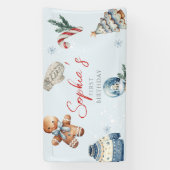 Kerst Waterverf Eerste Verjaardag Feest Spandoek (Verticaal)