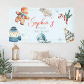 Kerst Waterverf Eerste Verjaardag Feest Spandoek