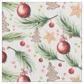 Kerst Waterverf Feestdagen Decoratie Stof (Close Up)