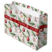 Kerst Waterverf Feestdagen Decoratiepatroon Groot Cadeauzakje (Achterkant Gekanteld)