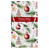 Kerst Waterverf Feestdagen Decoratiepatroon Klein Cadeauzakje (Achterkant)