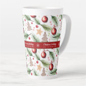 Kerst Waterverf Feestdagen Decoratiepatroon Latte Mok (Rechterhoek)