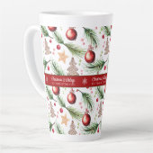 Kerst Waterverf Feestdagen Decoratiepatroon Latte Mok (Linkerhoek)