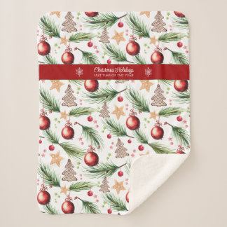 Kerst Waterverf Feestdagen Decoratiepatroon Sherpa Deken