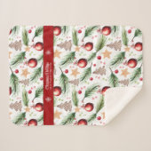 Kerst Waterverf Feestdagen Decoratiepatroon Sherpa Deken (Voorkant (horizontaal))