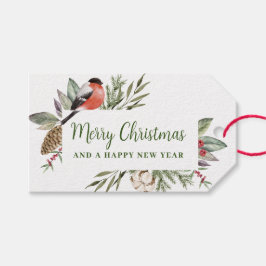 Kerst Waterverf feestelijk gebladerte Cadeaulabel
