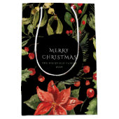 Kerst Waterverf Floral Botanische Custom Medium Cadeauzakje (Voorkant)