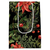 Kerst Waterverf Floral Botanische Custom Medium Cadeauzakje (Achterkant)