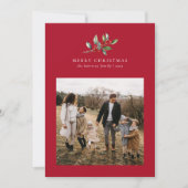 Kerst Waterverf Floral vijf foto collage Feestdagenkaart (Voorkant)