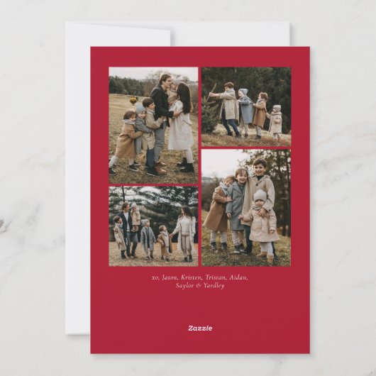 Kerst Waterverf Floral vijf foto collage Feestdagenkaart (Achterkant)