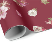 Kerst Waterverf Flower Red Cadeaupapier (Rol Hoek)