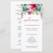 Kerst Waterverf Flowers | Bruiloft Programmakaart (Voorkant / Achterkant)