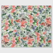 Kerst Waterverf Foliage Holly Berry Vakantie Cadeaupapier (Vlak)