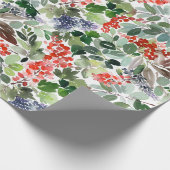 Kerst Waterverf Foliage Holly Berry Vakantie Cadeaupapier (Hoek)