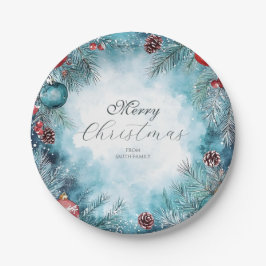 Kerst Waterverf Garland Papieren Borden Bordje