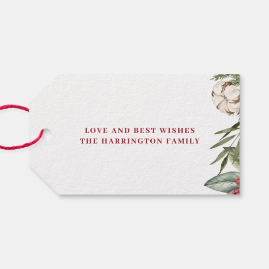 Kerst Waterverf gebladerte Cadeaulabel (Achterkant Horizontaal)