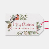 Kerst Waterverf gebladerte Cadeaulabel (Voorkant (Horizontaal))