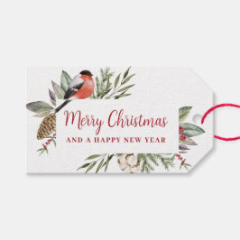 Kerst Waterverf gebladerte Cadeaulabel