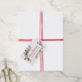 Kerst Waterverf gebladerte Cadeaulabel (Met Touw)